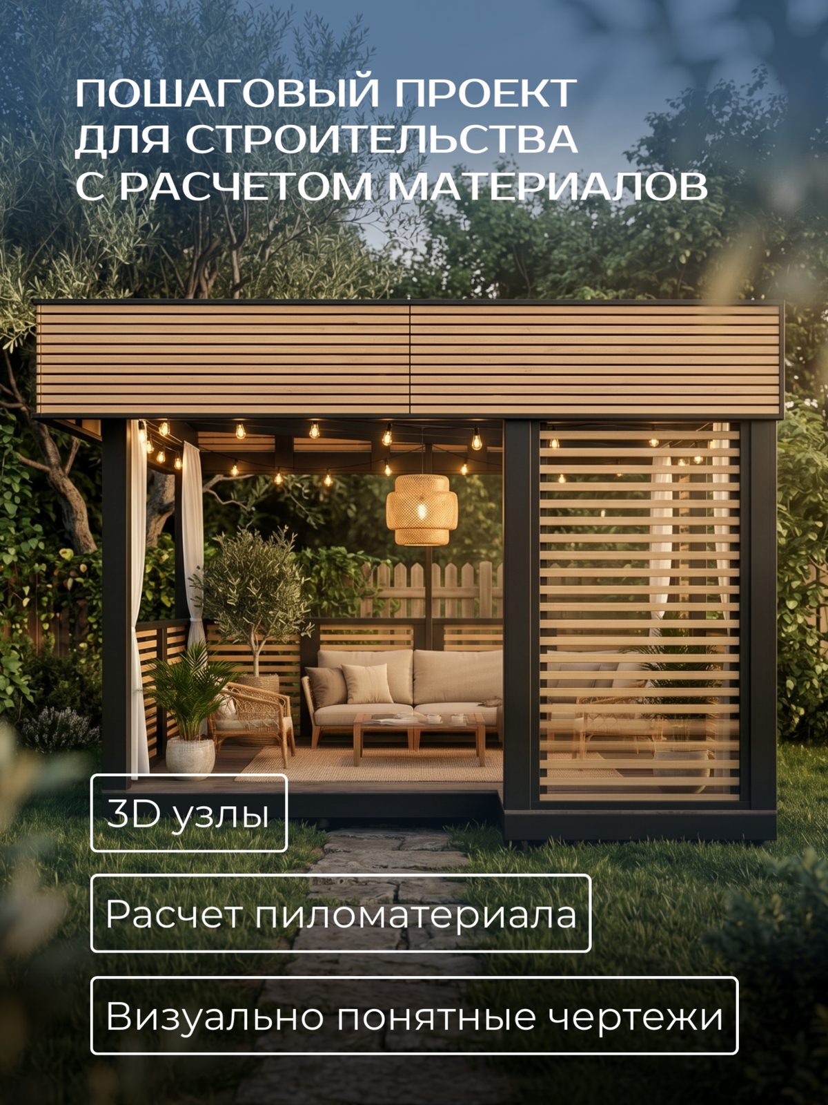Проект беседки 4,0×4,0 м / HDBD25 — фото 2