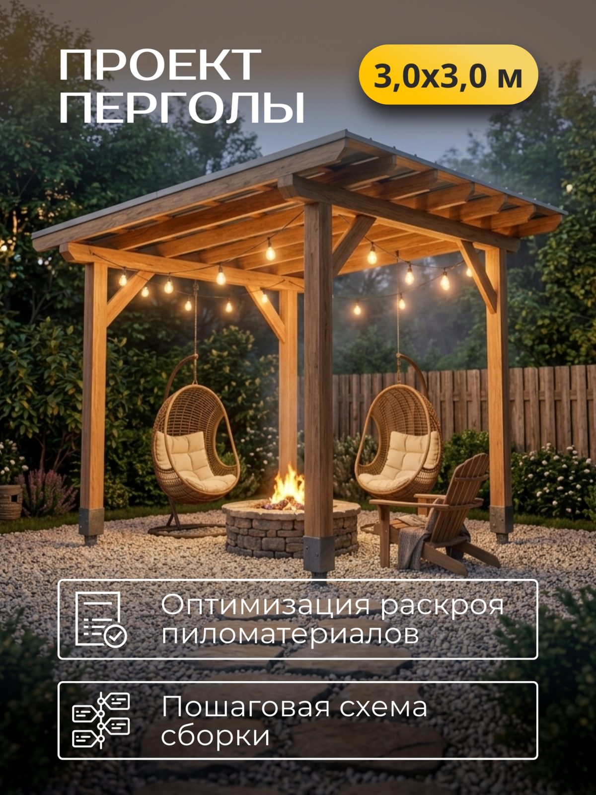 Проект перголы 3,0×3,0 м / HDPR1
