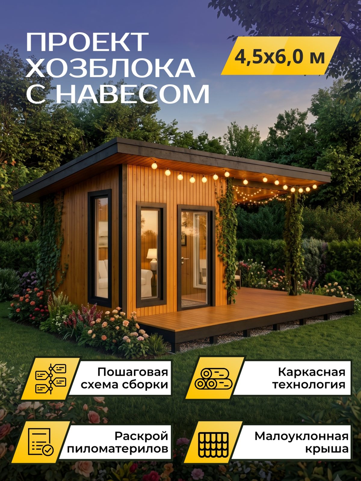 Проект хозблока 4,5×6,0 м / OPHB8