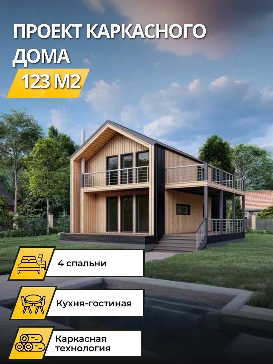 Проект дома 123 м2 / Каркасник / 2 этажа — фото 1