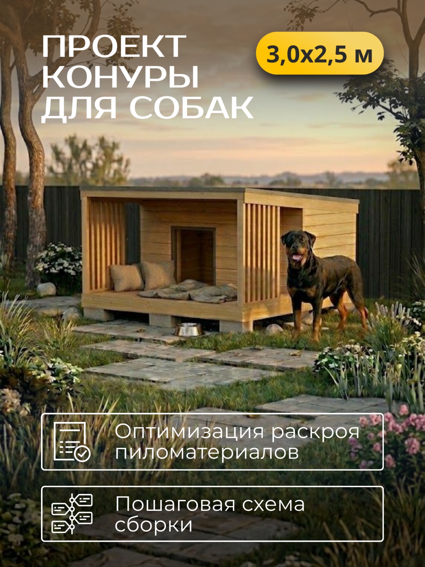 Проект конуры для собак 3х2,5м / HDKN2 — фото 1